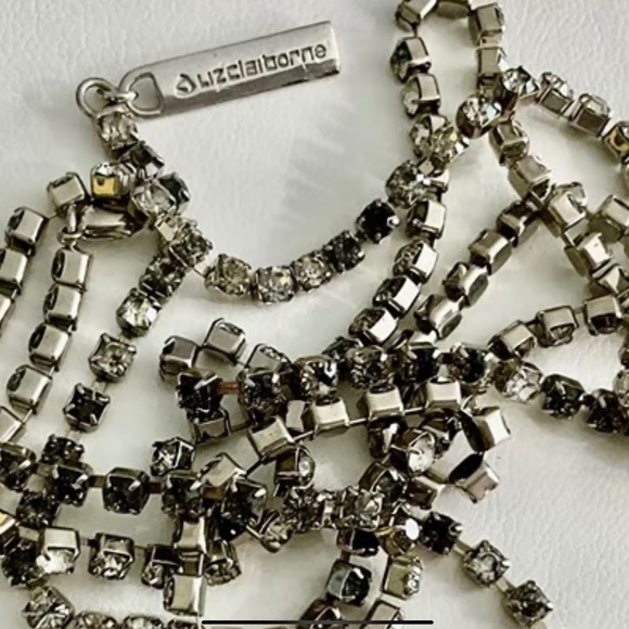 Liz Claiborne Long Clear and Black Rhinestone Necklace - Picture 1 of 1